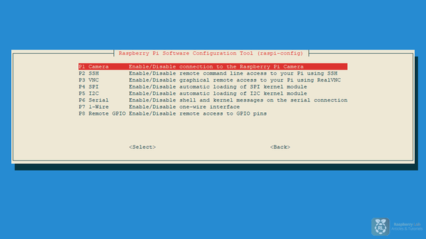 raspi-config enable camera