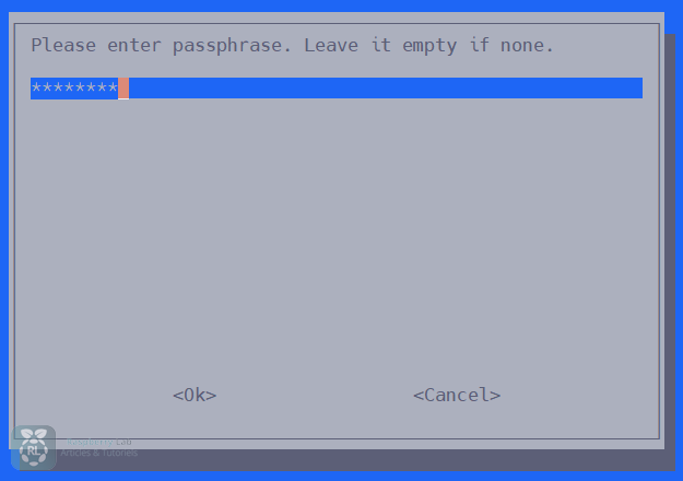 Champ de saisie pour entrer le mot de passe du réseau Wi-Fi dans raspi-config