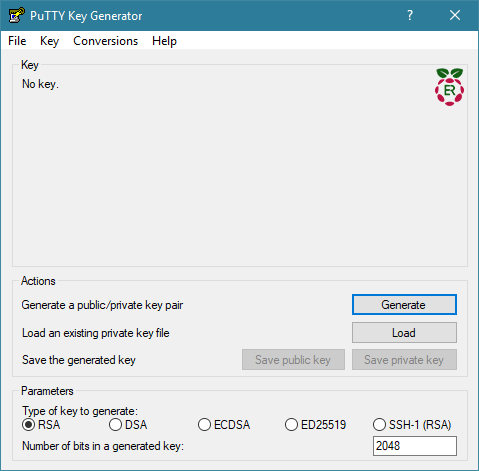 Démarage logiciel PuTTYGEN - Raspberry Lab