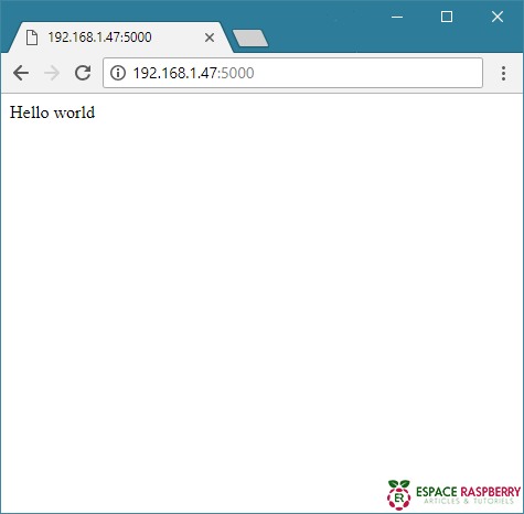 Capture d'écran premier script Flask